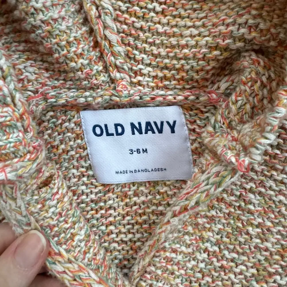 Old Navy Infant Girl Confetti Multicolored Hooded Sweater Cardigan 3-6M